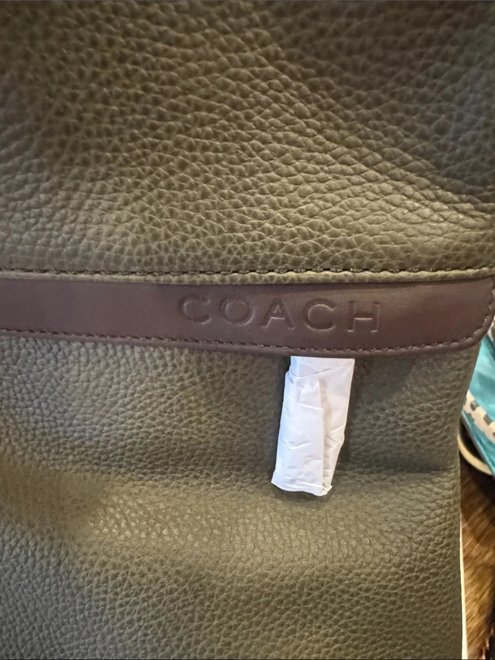 Coach Olive Green and Dark Brown Leather Messenger Bag